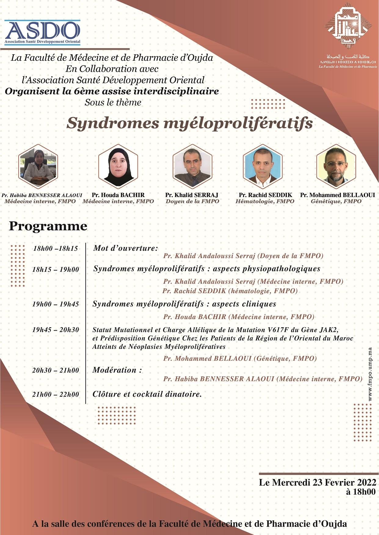 6ème assise interdisciplinaire sous le thème : Syndromes myéloprolifératifs